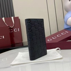 1:1 Replica Gucci GG Emblem Long Wallet 835014 Black Knockoff