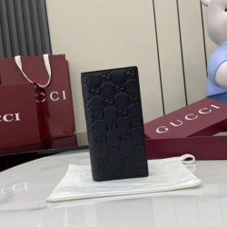 1:1 Replica Gucci GG Emblem Long Wallet 835014 Black Knockoff