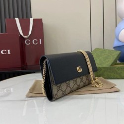 AAA Replica Gucci GG Marmont Two-Tone Chain Wallet 546585 Brown/Black 1:1 Replica Gucci GG Marmont Two-Tone Chain Wallet 546585 Brown/Black Knockoff
