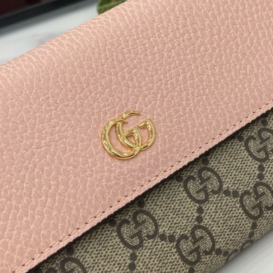1:1 Replica Gucci GG Marmont Two-Tone Chain Wallet 546585 Brown/Pink Knockoff