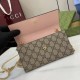1:1 Replica Gucci GG Marmont Two-Tone Chain Wallet 546585 Brown/Pink Knockoff