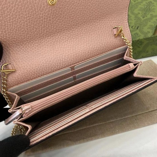 1:1 Replica Gucci GG Marmont Two-Tone Chain Wallet 546585 Brown/Pink Knockoff