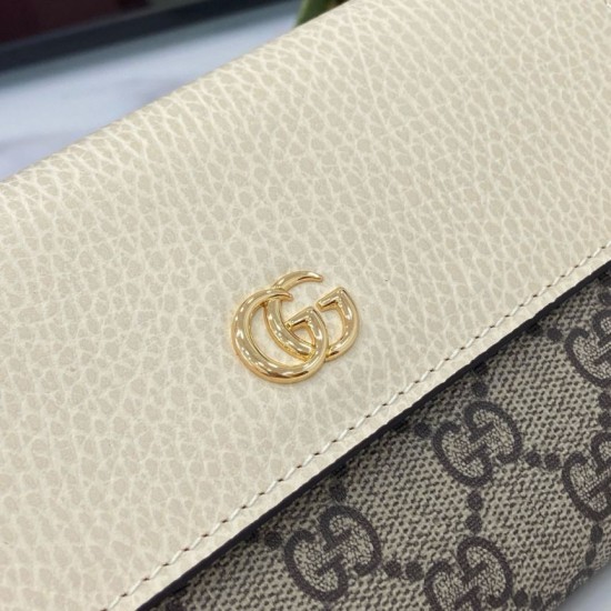1:1 Replica Gucci GG Marmont Two-Tone Chain Wallet 546585 Brown/White Knockoff
