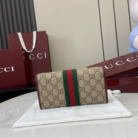 1:1 Replica Gucci Continental Wallet Ophidia 838485 Burgundy Knockoff