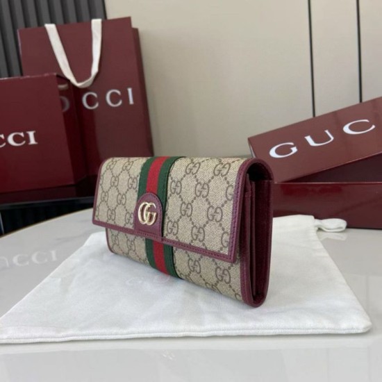 1:1 Replica Gucci Continental Wallet Ophidia 838485 Burgundy Knockoff