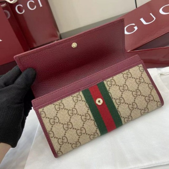 1:1 Replica Gucci Continental Wallet Ophidia 838485 Burgundy Knockoff