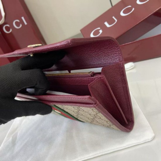 1:1 Replica Gucci Continental Wallet Ophidia 838485 Burgundy Knockoff