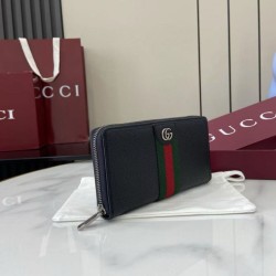 1:1 Replica Gucci Ophidia Zip Around Wallet 838694 Black Knockoff