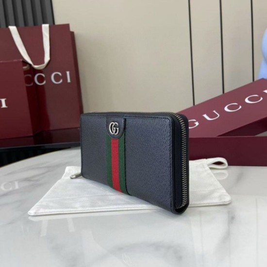 1:1 Replica Gucci Ophidia Zip Around Wallet 838694 Black Knockoff