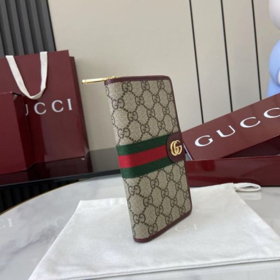 1:1 Replica Gucci Ophidia Zip Around Wallet 838619 Burgundy Knockoff