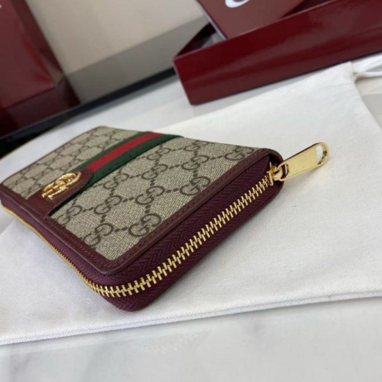 1:1 Replica Gucci Ophidia Zip Around Wallet 838619 Burgundy Knockoff