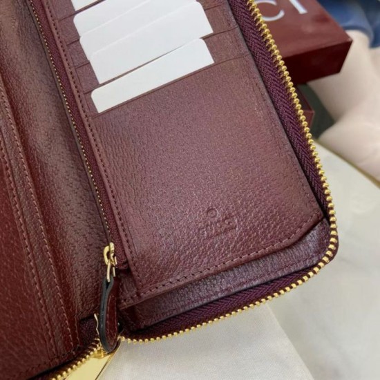 1:1 Replica Gucci Ophidia Zip Around Wallet 838619 Burgundy Knockoff