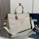1:1 Replica Prada Jardinière Extra Large Cotton Canvas Tote Bag Beige Knockoff