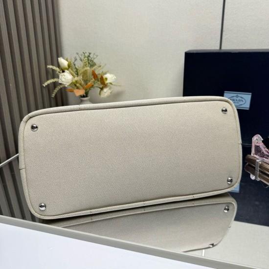 1:1 Replica Prada Jardinière Extra Large Cotton Canvas Tote Bag Beige Knockoff