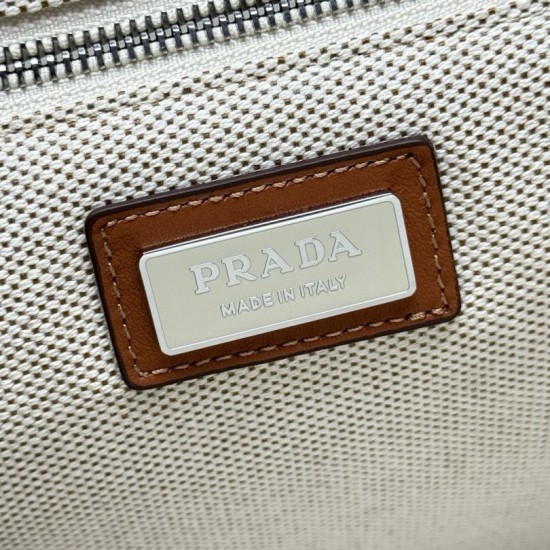 1:1 Replica Prada Jardinière Extra Large Cotton Canvas Tote Bag Beige Knockoff