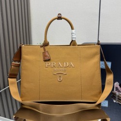 1:1 Replica Prada Jardinière Extra Large Cotton Canvas Tote Bag Brown Knockoff