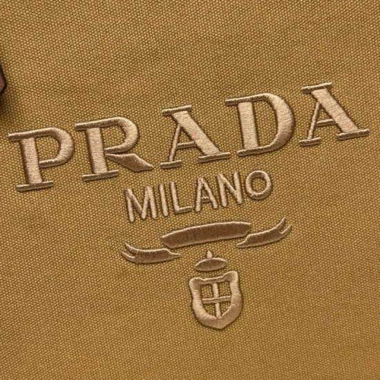 1:1 Replica Prada Jardinière Extra Large Cotton Canvas Tote Bag Brown Knockoff