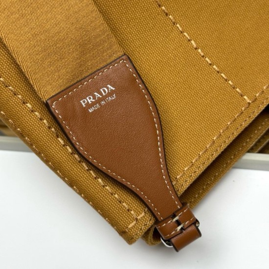 1:1 Replica Prada Jardinière Extra Large Cotton Canvas Tote Bag Brown Knockoff