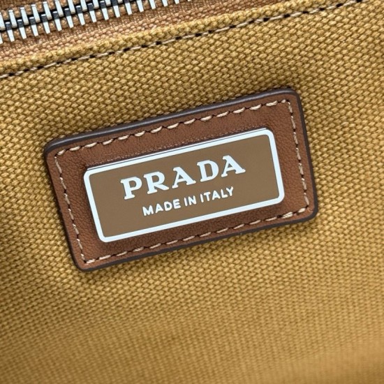 1:1 Replica Prada Jardinière Extra Large Cotton Canvas Tote Bag Brown Knockoff