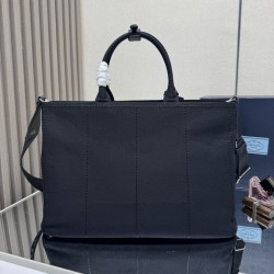 1:1 Replica Prada Jardinière Extra Large Cotton Canvas Tote Bag Black Knockoff