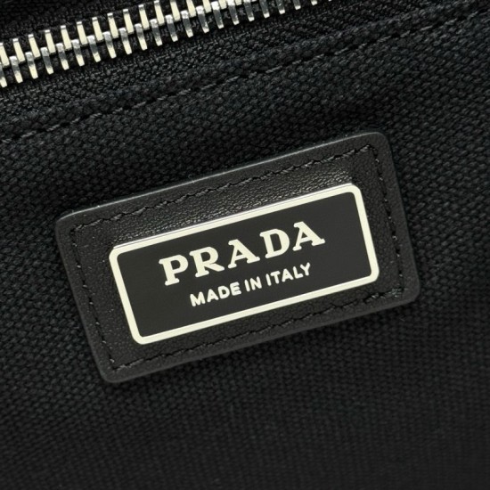 1:1 Replica Prada Jardinière Extra Large Cotton Canvas Tote Bag Black Knockoff