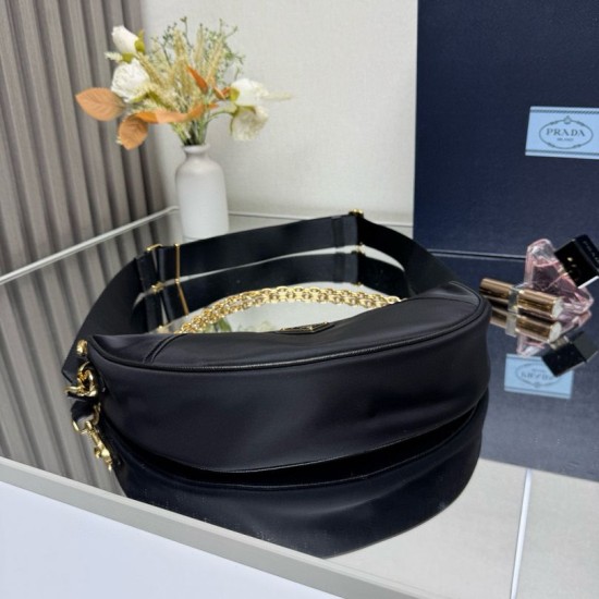 AAA Replica Prada Re-Nylon Demi-Lune Crossbody Bag 1BH222 Black 1:1 Replica Prada Re-Nylon Demi-Lune Crossbody Bag 1BH222 Black Knockoff