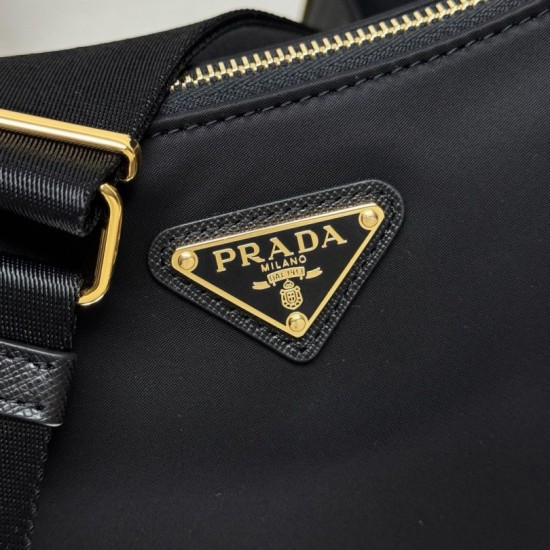 AAA Replica Prada Re-Nylon Demi-Lune Crossbody Bag 1BH222 Black 1:1 Replica Prada Re-Nylon Demi-Lune Crossbody Bag 1BH222 Black Knockoff