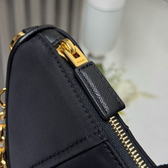 AAA Replica Prada Re-Nylon Demi-Lune Crossbody Bag 1BH222 Black 1:1 Replica Prada Re-Nylon Demi-Lune Crossbody Bag 1BH222 Black Knockoff