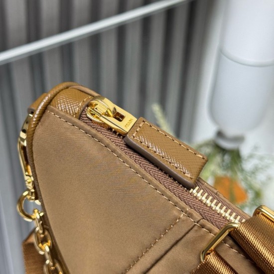 AAA Replica Prada Re-Nylon Demi-Lune Crossbody Bag 1BH222 Brown 1:1 Replica Prada Re-Nylon Demi-Lune Crossbody Bag 1BH222 Brown Knockoff