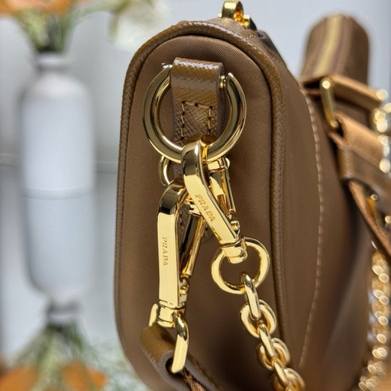AAA Replica Prada Re-Nylon Demi-Lune Crossbody Bag 1BH222 Brown 1:1 Replica Prada Re-Nylon Demi-Lune Crossbody Bag 1BH222 Brown Knockoff