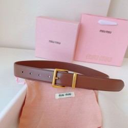 1:1 Replica Miu Miu 35mm Gold-Tone Buckle Belt Brown Knockoff
