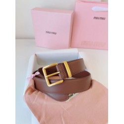 1:1 Replica Miu Miu 35mm Gold-Tone Buckle Belt Brown Knockoff