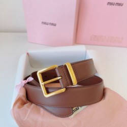 1:1 Replica Miu Miu 35mm Gold-Tone Buckle Belt Brown Knockoff