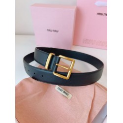 1:1 Replica Miu Miu 35mm Gold-Tone Buckle Belt Black Knockoff