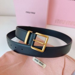1:1 Replica Miu Miu 35mm Gold-Tone Buckle Belt Black Knockoff
