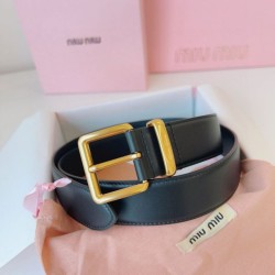 1:1 Replica Miu Miu 35mm Gold-Tone Buckle Belt Black Knockoff