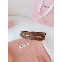 1:1 Replica Miu Miu 15mm Gold-Tone Buckle Belt Brown Knockoff
