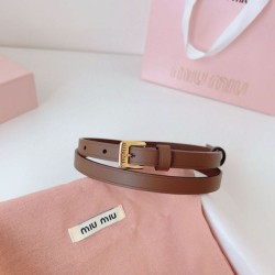 1:1 Replica Miu Miu 15mm Gold-Tone Buckle Belt Brown Knockoff