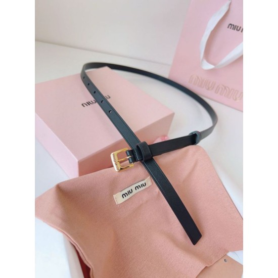 1:1 Replica Miu Miu 15mm Gold-Tone Buckle Belt Black Knockoff