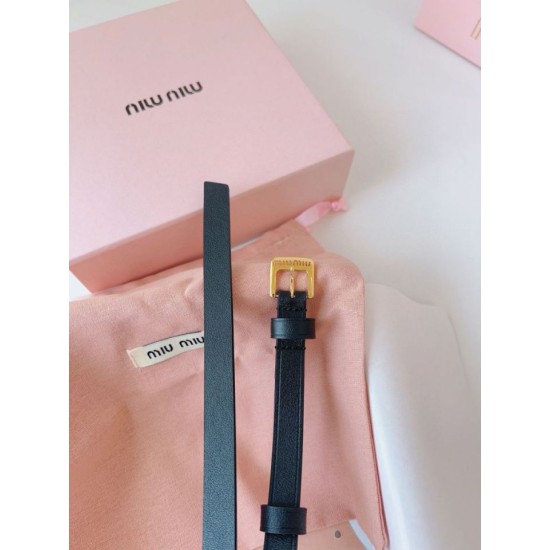 1:1 Replica Miu Miu 15mm Gold-Tone Buckle Belt Black Knockoff