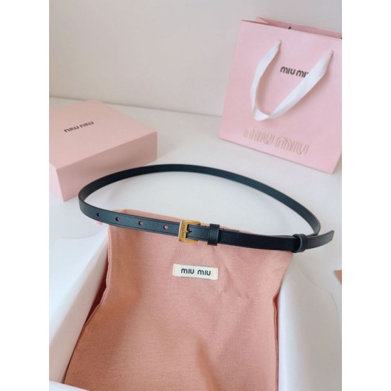 1:1 Replica Miu Miu 15mm Gold-Tone Buckle Belt Black Knockoff