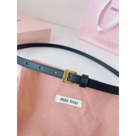 1:1 Replica Miu Miu 15mm Gold-Tone Buckle Belt Black Knockoff