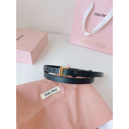 1:1 Replica Miu Miu 15mm Gold-Tone Buckle Belt Black Knockoff