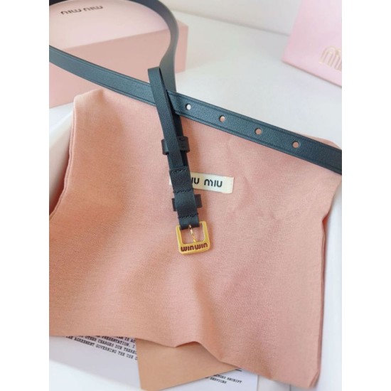 1:1 Replica Miu Miu 15mm Gold-Tone Buckle Belt Black Knockoff
