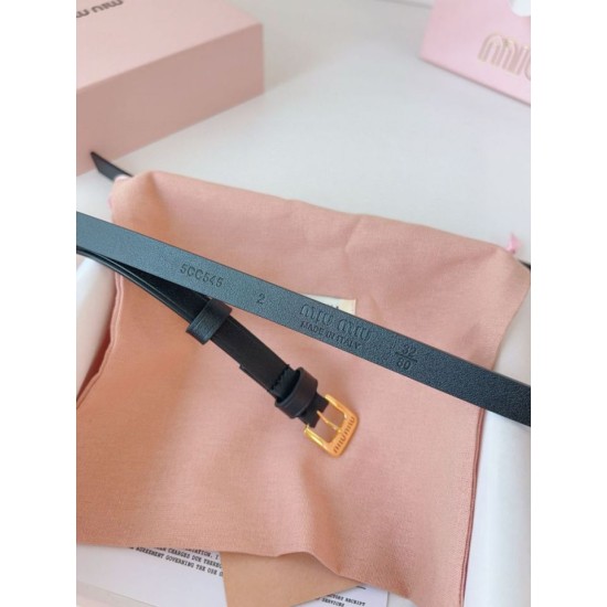 1:1 Replica Miu Miu 15mm Gold-Tone Buckle Belt Black Knockoff