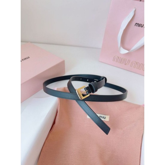 1:1 Replica Miu Miu 15mm Gold-Tone Buckle Belt Black Knockoff