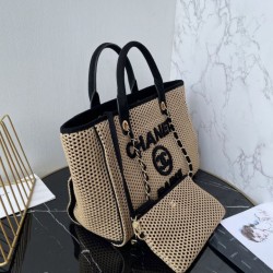 1:1 Replica Chanel Deauville Beach Shopping AS3257 Raffia Tote Bag Black Knockoff