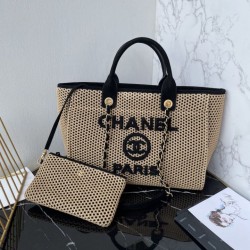 1:1 Replica Chanel Deauville Beach Shopping AS3257 Raffia Tote Bag Black Knockoff