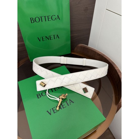 1:1 Replica BV Andiamo Intrecciato Nappa Belt 2cm Green/White/Coffee Knockoff