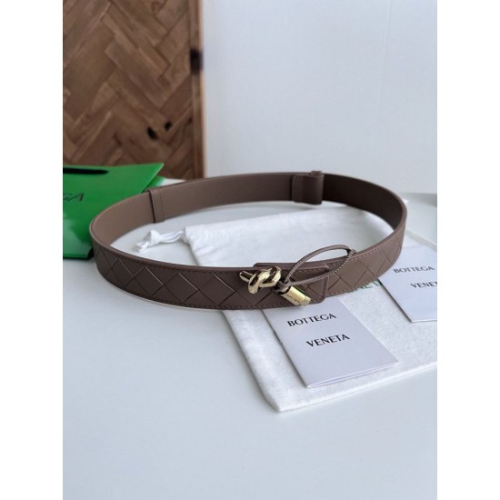 1:1 Replica BV Andiano Intreccio Large Check Fabric Belt White Knockoff